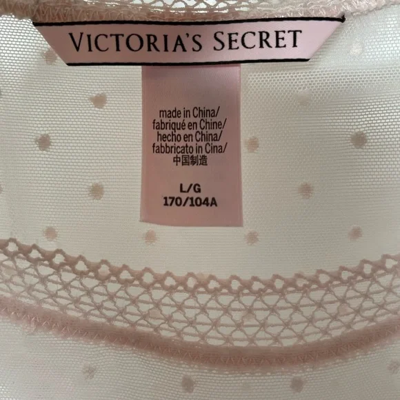 Victoria’s Secret short sleeve picot dot mesh top size Large- ballet pink - Picture 5 of 5
